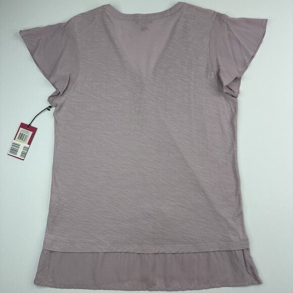 Vince Camuto Women's NWT Lilac Monet Lily Mystic Blooms Flutter Sleeve Top M/C38 - Picture 6 of 14